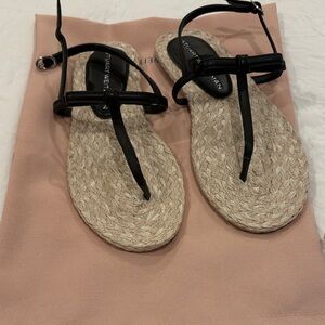 Stuart Weitzman Black and Cream Sandals